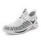 Men Daily Knitted Fabric Lace Up Soft Soled Running Sport Shoes - White