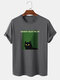 Mens Black Cat Letter Graphic Short Sleeve Cotton T-Shirts - Dark Gray