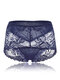Sexy Soft Transparent Lace Embroidery Hollow Mid Waisted Thin Panties - Royal Blue