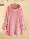 Fleece Irregular Button Hem Plus Size Sweatshirt - Pink