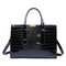 Women Crocodile Pattern Tote Handbag Large Capacity Solid Crossbody Bag - Black