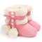Baby Toddler Shoes Cute Lace-up Fluffy Ball Decor Comfy Plush Warm Soft Snow Boots - Rose