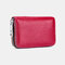 Women Genuine Leather RIFD Multifunctional 12 Card Slots Photo Card Money Clip Wallet Purse Coin Purse - Wine Red