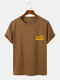 Mens Landscape Chest Print Crew Neck Short Sleeve T-Shirts - Brown