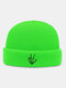 Unisex Acrylic Knitted Yeah Gesture Pattern Embroidery Simple Warmth Brimless Beanie Hat - Green