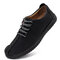 Menico Men British Style Hand Stitching Non Slip Soft Sole Casual Leather Shoes - Black