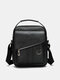 Men Vintage Wear-Resistant Breathable Faux Leather Crossbody Bag Casual Shoulder Bag - Black
