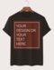 Herren-T-Shirts mit Buchstaben-Aufdruck, Rundhalsausschnitt, lässig, kurzärmelig, Winter - Schwarz