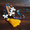 Bohemian Butterfly Tassel Pendant Necklace Ethnic Handmade Transparent Bead Long Necklace - Yellow