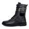 Men Microfiber Leather Non Slip Side Zipper Metal Decoration Casual Boots - Black