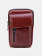 Men Vintage Multi-Purpose Light Weight Genuine Leather Belt Bag - Red