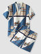 Men Pure Cotton Horse Print Flap Pocket Home Comfy Pajama Sets - Blue