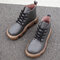 Women Large Size Comfortable British Style Lace Up Front Platform Ankle Boots - Gray