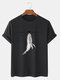 Camisetas de manga corta de algodón con gráfico de tiburón pesca para hombre - Negro
