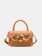 Women Faux Leather Fashion Solid Color Chain Rivet Handbag Crossbody Bag - Orange