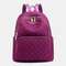 Women Large Capacity Argyle Casual Travel Backpack - Purple