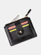 Men Faux Leather Casual Solid Color Multi-Slots Short Wallet Purse - Black