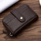 Women Men Genuine Leather Small Wallet Card Holder Hasp Coin Bags  - Coffee