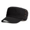 Men Sunshade Breathable Cotton Military Hat Travel Casual Solid Color Flat Cap - Black