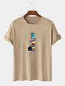 Plus Size Mens Cartoon Ice Cream Astronaut Print Fashion Cotton T-Shirt - Khaki