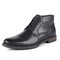 Men Genuine Leather Retro Color Non Slip Casual Ankle Boots - Black