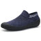 Men's Stretch Breathable Knitted Fabric Toe Protective Slip On Running Sneakers - Blue