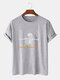 Mens 100% Cotton Halloween Skeleton Letter Print O-Neck Short Sleeve T-Shirts - Gray