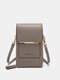 Women Faux Leather Fashion Solid Color Multifunction Waterproof Crossbody Bag Phone Bag - Gray