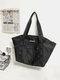Men Nylon Casual Large Capacity Webbing Solid Color Shoulder Bag Handbag - Black