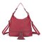 Multi-carry PU Leather Tassel Crossbody Bag Handbag Backpack For Women - Red