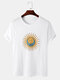 Mens 100% Cotton Sun Celestial Graphic Street Short Sleeve T-Shirts - White