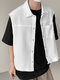 Mens Knit Textured Lapel Snap Button Sleeveless Vest - White