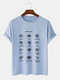 Plus Size Mens Pasta Types Print 100% Cotton Fashion Short Sleeve T-Shirts - Blue