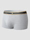 Men Cotton Contrast Spliced Breathable Letter Waistband Comfy Boxers Briefs - Gray