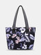 Women Nylon Calico Floral Feather Pattern Printed Shoulder Bag Handbag Tote - 4