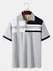 Mens 100% Cotton Patchwork Short Sleeve Casual Golf Shirt - Gray