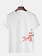 Mens Floral Side Print Crew Neck 100% Cotton Short Sleeve T-Shirts - White