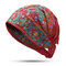 Womens Embroidery Ethnic Cotton Beanie Hat Vintage Good Elastic Breathable Turban Cap - Red