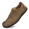 Menico Men British Style Hand Stitching Non Slip Soft Sole Casual Leather Shoes - Khaki