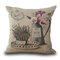 Flowers Plants Printed Decoration Cushion Cover Square Cotton Linen Pillowcase - #3