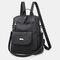 Women Casual Large Capacity Shoulder Bag Solid Backpack - Black
