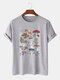 Plus Size Mens Mushroom Species Graphic Print Fashion Cotton T-Shirt - Gray