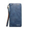 Men Business Vintage Long Zipper Wallet Casual Phone Cards Cash Purse - Blue
