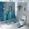 Carved Toilet Seat Shower Curtain Four-Piece Printed Floor Mat Set Anti-Skid Water-Absorbing Bathroom Mat - #1