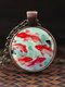 Adjustable Mountain Sea Fish Men Women Necklace Printed Glass Pendant Necklace - #06