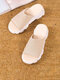 Women Casual Comfortable Breathable Knit Platform Slippers - Beige