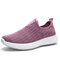 Women Beathable Mesh Slip On Running Casual Flat Shoes - Purple