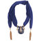 Bohemian Printed Chiffon Multi-layer Necklace Handmade Beaded Tassel Pendant Ladies Scarf Shawl Necklace - Navy