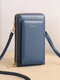 Women 6.5 inch Touch Screen Crossbody Phone Bag Faux Leather Large Capacity Multi-Pocket Waterproof Clutch Bag - Blue