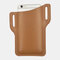 Men EDC 6.3 Inch Leather Phone Holder Waist Belt Bag - Light Brown